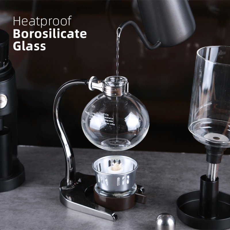 EXRIMA Sculptural Siphon Coffee Brewer — in-use angle
