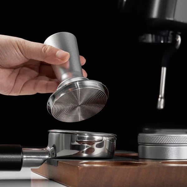 EXRIMA Precision Self-Leveling Espresso Tamper — spring mechanism detail