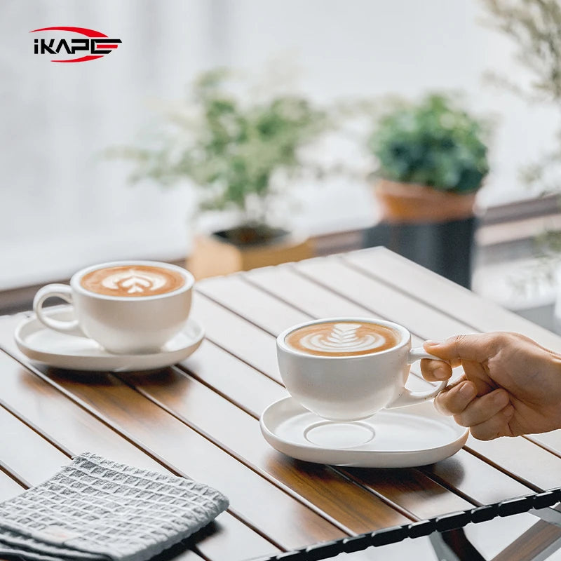 IKAPE 270 ml Ceramic Latte Cup + Saucer