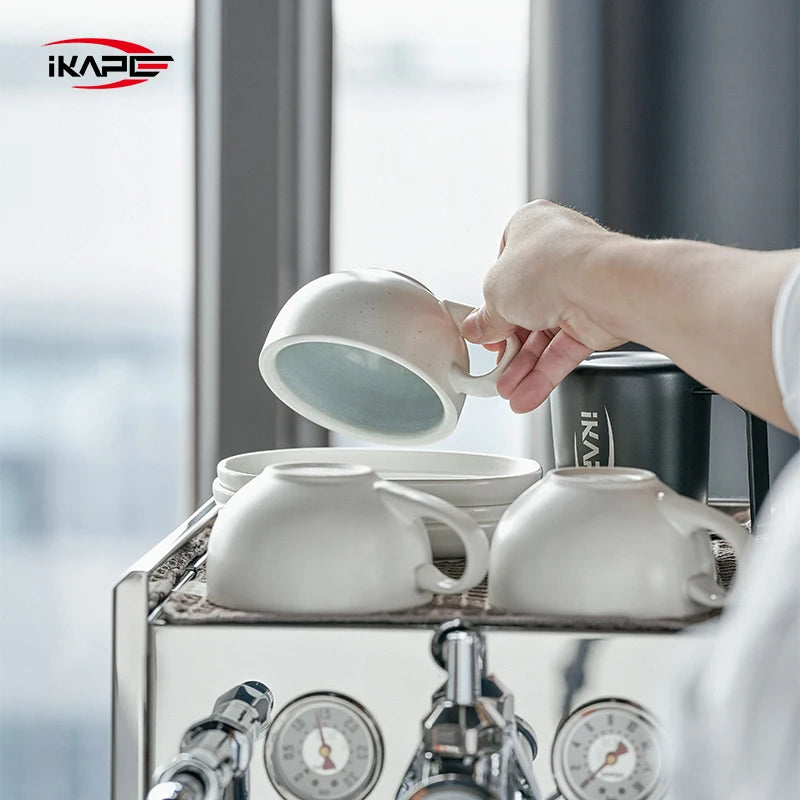 IKAPE 270 ml Ceramic Latte Cup + Saucer