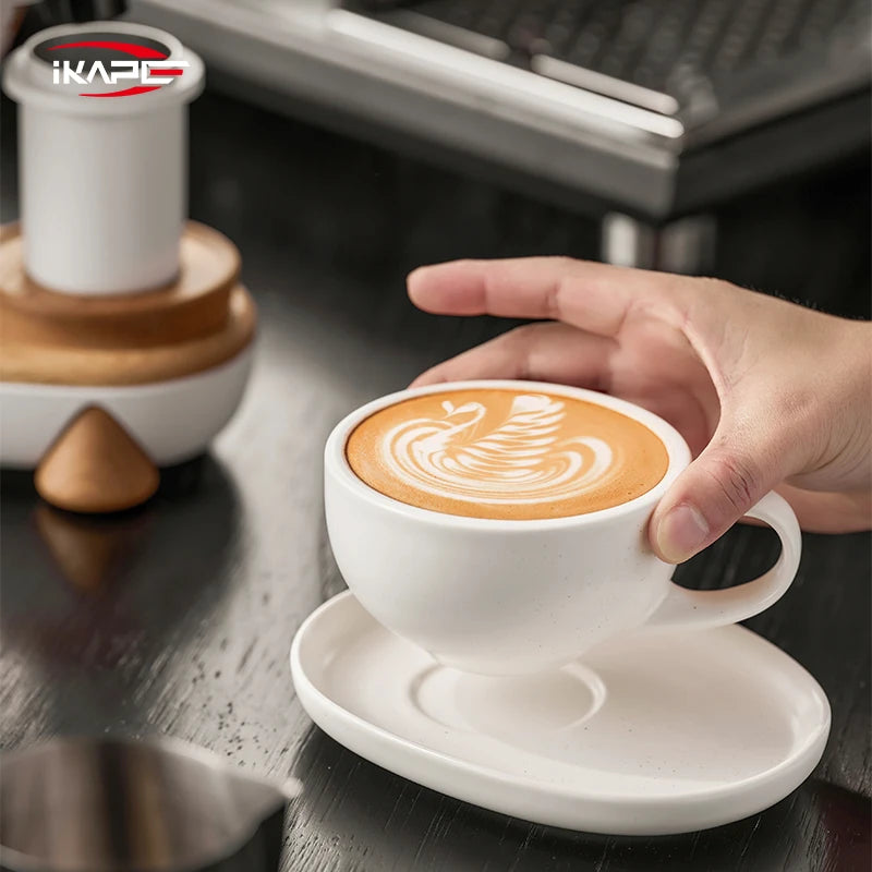 IKAPE 270 ml Ceramic Latte Cup + Saucer
