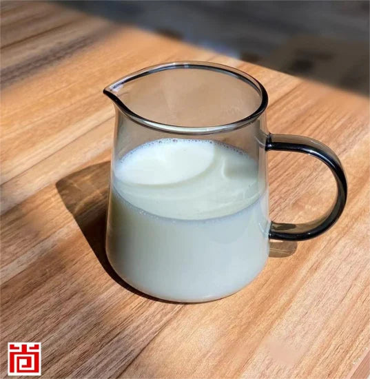 EXRIMA Transparent Microfoam Milk Pitcher — borosilicate glass milk pitcher, verified OEM photo