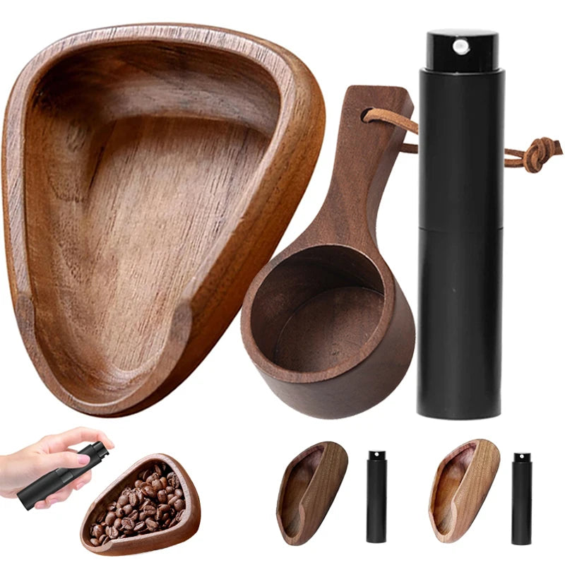 Wooden Bean Dosing Cup + Spray Bottle Set