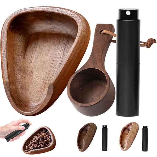Wooden Bean Dosing Cup + Spray Bottle Set