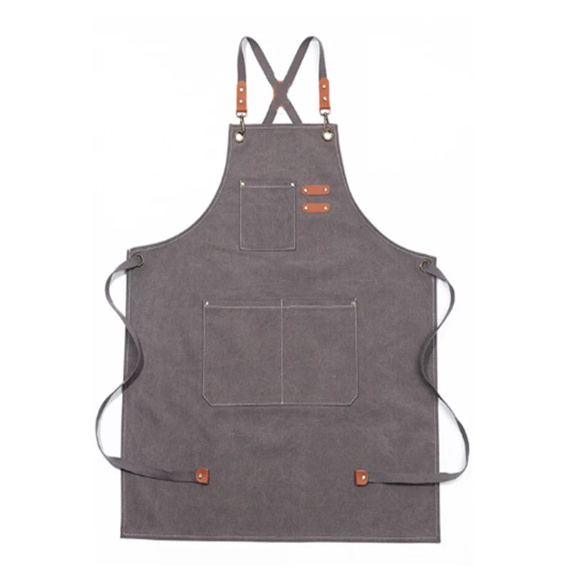 Unisex Leather Barista Apron with pockets