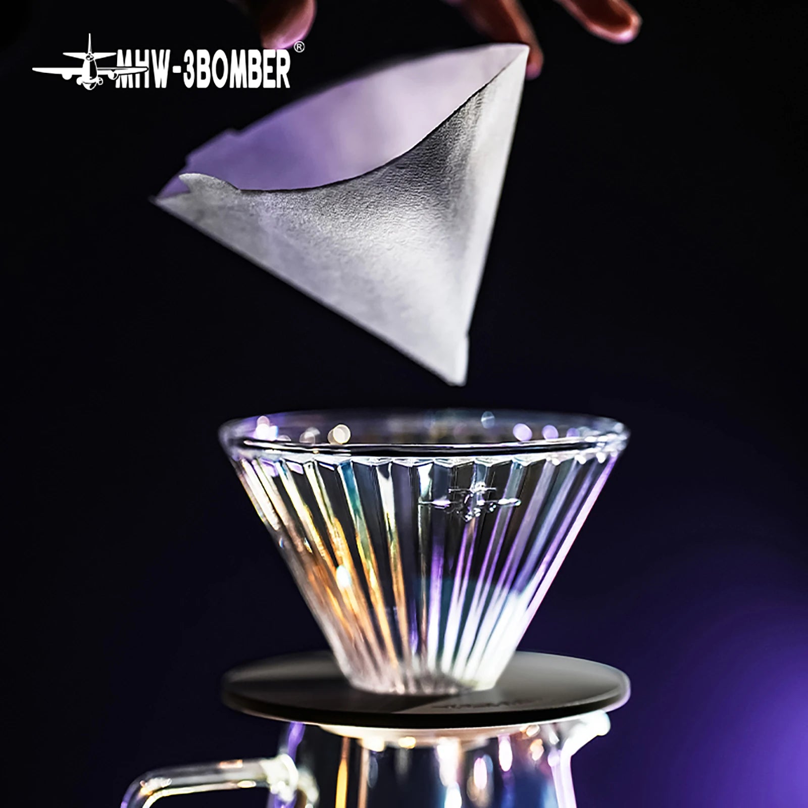 MHW-3BOMBER Reusable Glass Filter Cup + Espresso Paper Set