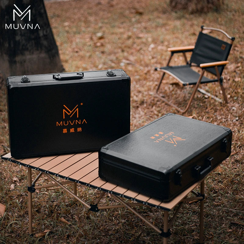 MUVNA 13-Piece Portable Coffee Set, metal case