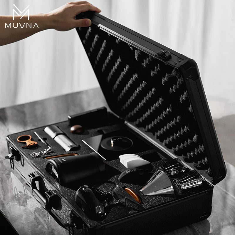 MUVNA 13-Piece Portable Coffee Set, metal case