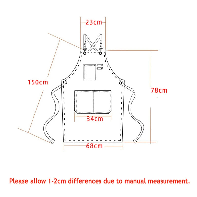 Unisex Leather Barista Apron with pockets
