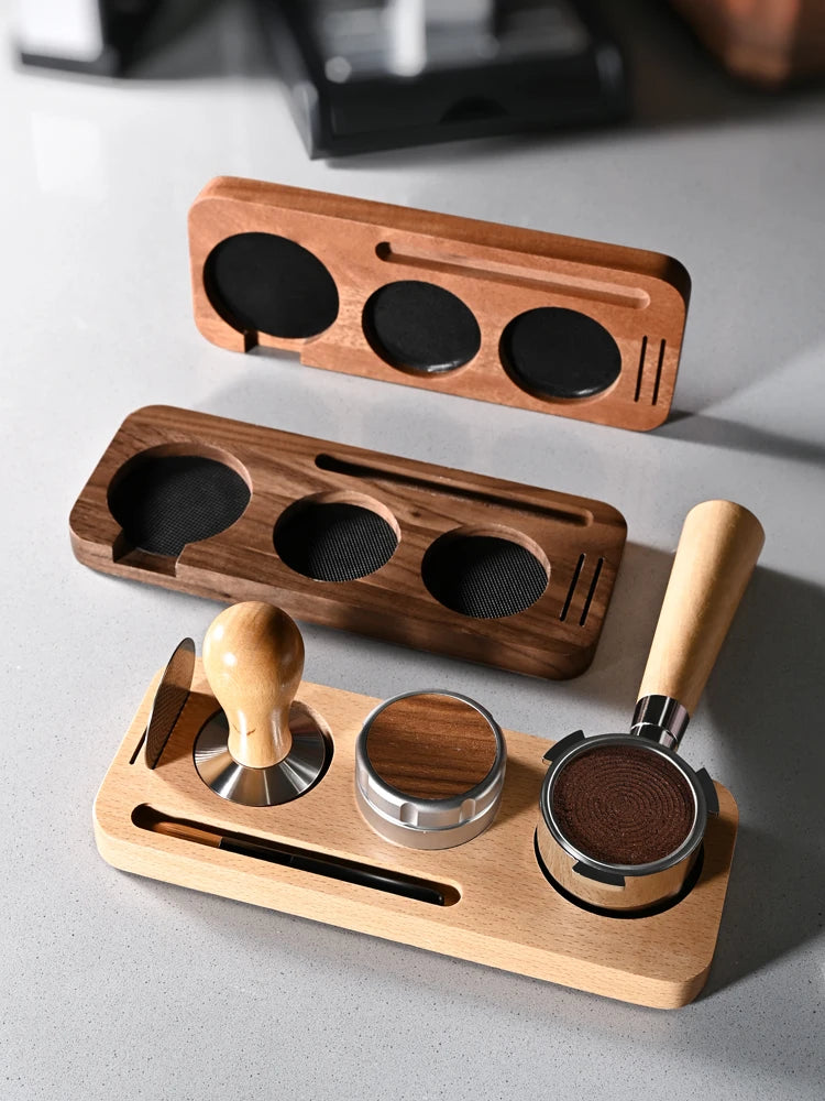 Barista prep station shown in beech and walnut wood