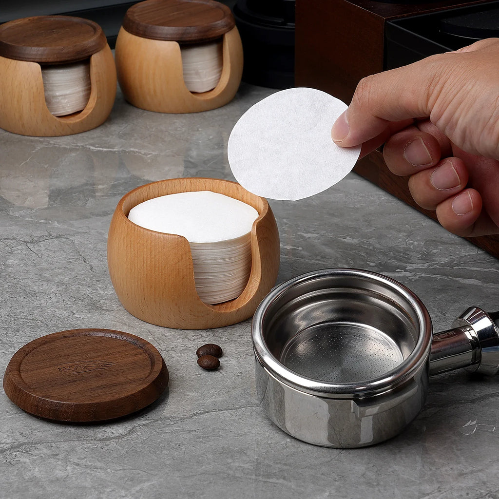 IKAPE Espresso Wooden Box + 200 Paper Filters