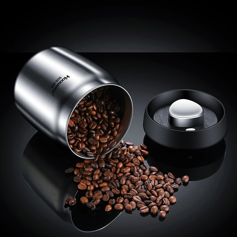Airtight Coffee Bean Canister, 304 Steel, 1 L