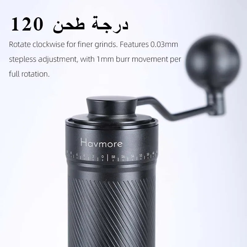 HAVMORE Portable Barista Espresso Grinder, 50 mm titanium burrs
