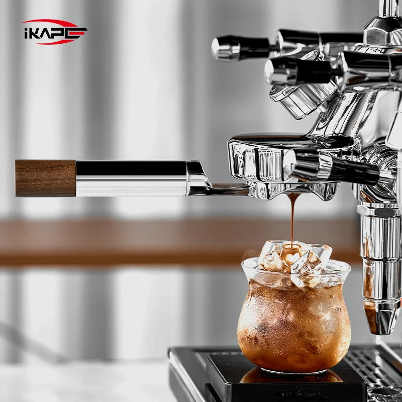 IKAPE Bottomless Portafilter, walnut + steel