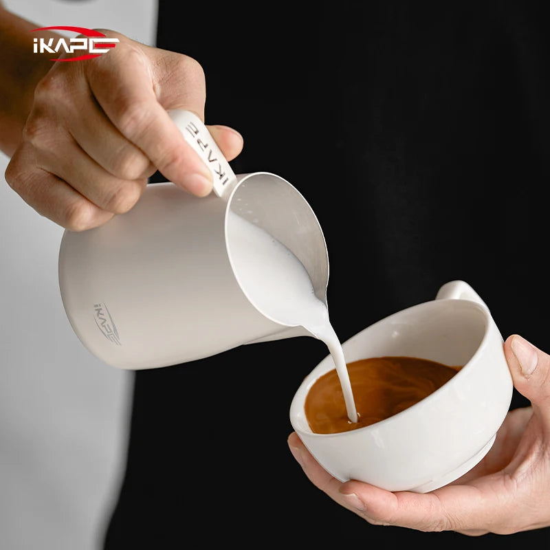 IKAPE 450 ml Latte-Art Pitcher, Hollow Handle