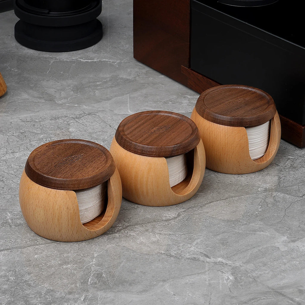 IKAPE Espresso Wooden Box + 200 Paper Filters