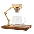 EXRIMA Walnut & Metal Pour-Over Stand — wood and brass pour-over dripper stand, verified OEM photo
